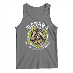 Ostara Balance Rebirth Renewal Tank Top Ostara Pagan Eostre Easter Day Three Hares TS11 Black Heather Print Your Wear