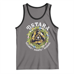 Ostara Balance Rebirth Renewal Tank Top Ostara Pagan Eostre Easter Day Three Hares TS11 Deep Heather Black Print Your Wear