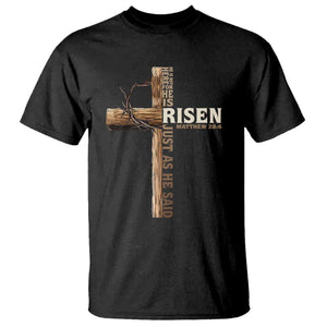 He Is Not Here For He Is Risen Just As He Said T Shirt Christian Easter Day Religious Bible Verse Cross TS11 Black Print Your Wear