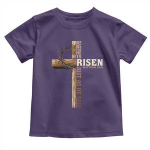 He Is Not Here For He Is Risen Just As He Said Toddler T Shirt Christian Easter Day Religious Bible Verse Cross TS11 Purple Print Your Wear