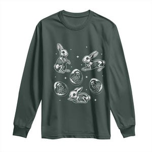 Funny Easter Day Spooky Bunny Chicks Skeleton Long Sleeve Shirt TS11 Dark Forest Green Print Your Wear