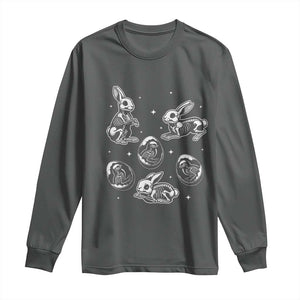 Funny Easter Day Spooky Bunny Chicks Skeleton Long Sleeve Shirt TS11 Dark Heather Print Your Wear