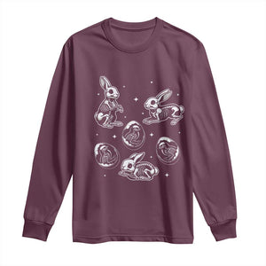Funny Easter Day Spooky Bunny Chicks Skeleton Long Sleeve Shirt TS11 Maroon Print Your Wear