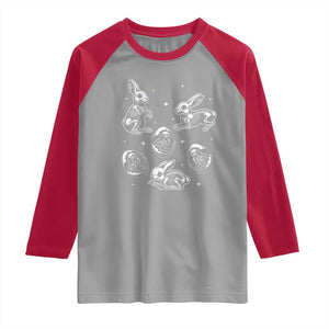 Funny Easter Day Spooky Bunny Chicks Skeleton Raglan Shirt TS11 Sport Gray Red Print Your Wear