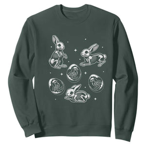 Funny Easter Day Spooky Bunny Chicks Skeleton Sweatshirt TS11 Dark Forest Green Print Your Wear