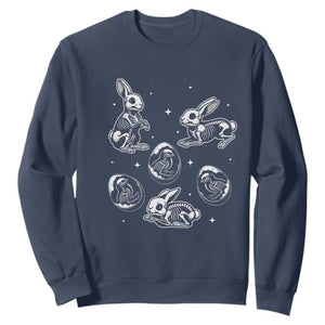 Funny Easter Day Spooky Bunny Chicks Skeleton Sweatshirt TS11 Navy Print Your Wear