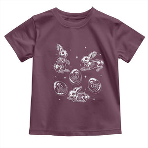 Funny Easter Day Spooky Bunny Chicks Skeleton Toddler T Shirt TS11 Maroon Print Your Wear