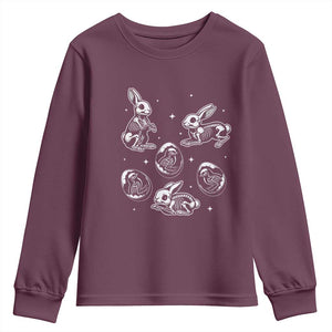 Funny Easter Day Spooky Bunny Chicks Skeleton Youth Sweatshirt TS11 Maroon Print Your Wear