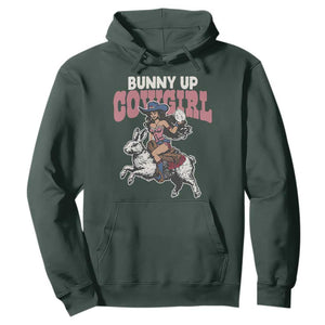 Funny Easter Day Western Hoodie Bunny Up Cowgirl Country Bunny TS11 Dark Forest Green Print Your Wear