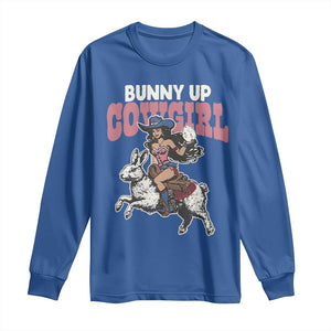 Funny Easter Day Western Long Sleeve Shirt Bunny Up Cowgirl Country Bunny TS11 Royal Blue Print Your Wear