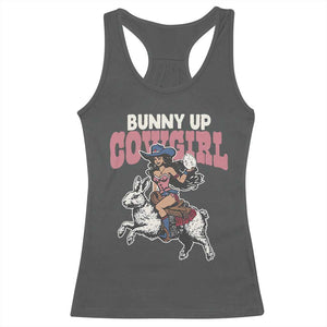 Funny Easter Day Western Racerback Tank Top Bunny Up Cowgirl Country Bunny TS11 Dark Heather Print Your Wear