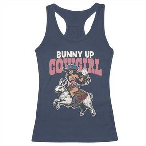Funny Easter Day Western Racerback Tank Top Bunny Up Cowgirl Country Bunny TS11 Navy Print Your Wear