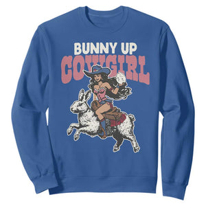Funny Easter Day Western Sweatshirt Bunny Up Cowgirl Country Bunny TS11 Royal Blue Print Your Wear