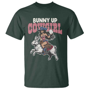Funny Easter Day Western T Shirt Bunny Up Cowgirl Country Bunny TS11 Dark Forest Green Print Your Wear