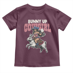 Funny Easter Day Western Toddler T Shirt Bunny Up Cowgirl Country Bunny TS11 Maroon Print Your Wear