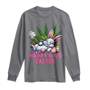 Funny Easter Day Cannabis Weed Long Sleeve Shirt Happy 420 Easter Bunny TS11 Charcoal Print Your Wear