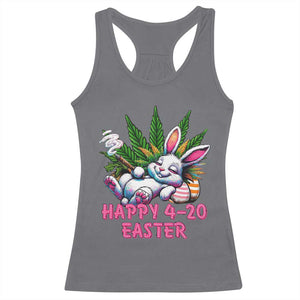 Funny Easter Day Cannabis Weed Racerback Tank Top Happy 420 Easter Bunny TS11 Charcoal Print Your Wear