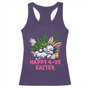 Funny Easter Day Cannabis Weed Racerback Tank Top Happy 420 Easter Bunny TS11 Purple Print Your Wear