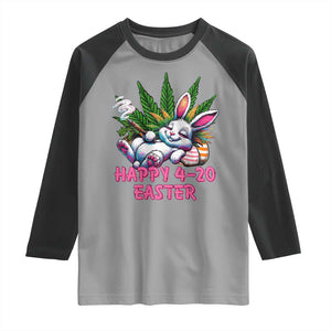 Funny Easter Day Cannabis Weed Raglan Shirt Happy 420 Easter Bunny TS11 Sport Gray Black Print Your Wear