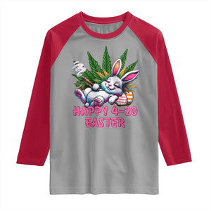 Funny Easter Day Cannabis Weed Raglan Shirt Happy 420 Easter Bunny TS11 Sport Gray Red Print Your Wear