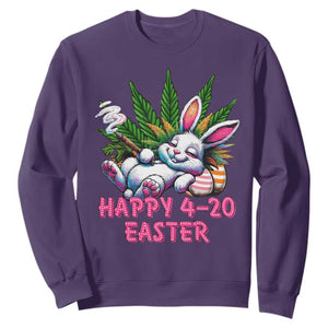 Funny Easter Day Cannabis Weed Sweatshirt Happy 420 Easter Bunny TS11 Purple Print Your Wear