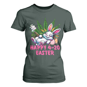Funny Easter Day Cannabis Weed T Shirt For Women Happy 420 Easter Bunny TS11 Dark Forest Green Print Your Wear