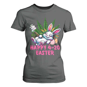Funny Easter Day Cannabis Weed T Shirt For Women Happy 420 Easter Bunny TS11 Dark Heather Print Your Wear