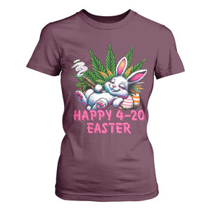 Funny Easter Day Cannabis Weed T Shirt For Women Happy 420 Easter Bunny TS11 Maroon Print Your Wear