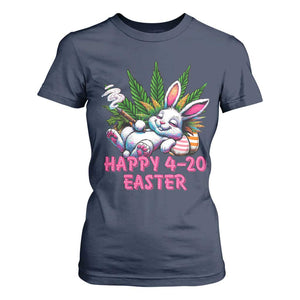 Funny Easter Day Cannabis Weed T Shirt For Women Happy 420 Easter Bunny TS11 Navy Print Your Wear