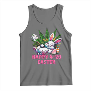 Funny Easter Day Cannabis Weed Tank Top Happy 420 Easter Bunny TS11 Black Heather Print Your Wear