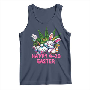 Funny Easter Day Cannabis Weed Tank Top Happy 420 Easter Bunny TS11 Navy Print Your Wear