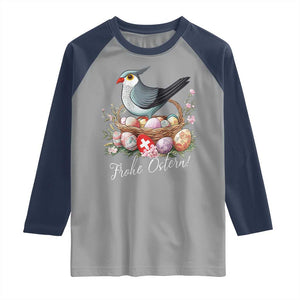 Funny Swedish Easter Day Raglan Shirt Glad Pask Easter Eggs Cuckoo Bird TS11 Sport Gray Navy Print Your Wear