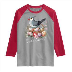 Funny Swedish Easter Day Raglan Shirt Glad Pask Easter Eggs Cuckoo Bird TS11 Sport Gray Red Print Your Wear