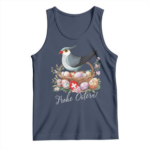 Funny Swedish Easter Day Tank Top Glad Pask Easter Eggs Cuckoo Bird TS11 Navy Print Your Wear