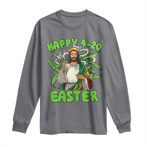 Funny Easter Day Christian Weed Long Sleeve Shirt Happy 420 Easter Jesus Smokes Stoner TS11 Charcoal Print Your Wear