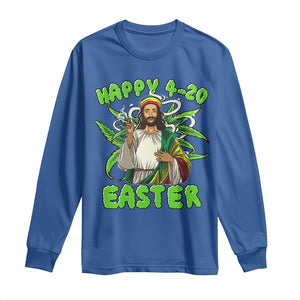 Funny Easter Day Christian Weed Long Sleeve Shirt Happy 420 Easter Jesus Smokes Stoner TS11 Royal Blue Print Your Wear