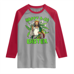 Funny Easter Day Christian Weed Raglan Shirt Happy 420 Easter Jesus Smokes Stoner TS11 Sport Gray Red Print Your Wear