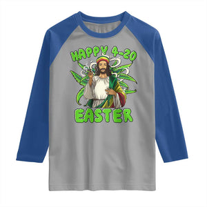 Funny Easter Day Christian Weed Raglan Shirt Happy 420 Easter Jesus Smokes Stoner TS11 Sport Gray Royal Print Your Wear