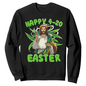 Funny Easter Day Christian Weed Sweatshirt Happy 420 Easter Jesus Smokes Stoner TS11 Black Print Your Wear