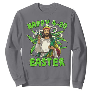 Funny Easter Day Christian Weed Sweatshirt Happy 420 Easter Jesus Smokes Stoner TS11 Charcoal Print Your Wear