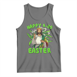 Funny Easter Day Christian Weed Tank Top Happy 420 Easter Jesus Smokes Stoner TS11 Black Heather Print Your Wear