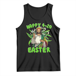 Funny Easter Day Christian Weed Tank Top Happy 420 Easter Jesus Smokes Stoner TS11 Black Print Your Wear