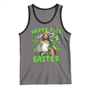 Funny Easter Day Christian Weed Tank Top Happy 420 Easter Jesus Smokes Stoner TS11 Deep Heather Black Print Your Wear