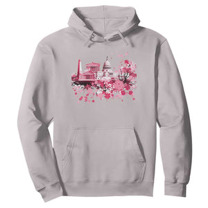 Washington DC Cherry Blossoms Hoodie Capitol Building Monuments Memorials Sakura TS11 Ice Gray Print Your Wear