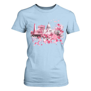 Washington DC Cherry Blossoms T Shirt For Women Capitol Building Monuments Memorials Sakura TS11 Light Blue Print Your Wear