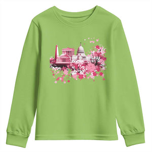 Washington DC Cherry Blossoms Youth Sweatshirt Capitol Building Monuments Memorials Sakura TS11 Lime Print Your Wear