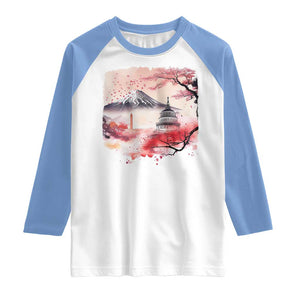Washington DC Cherry Blossoms Monuments Memorials Raglan Shirt Japanese Art Style Mount Fuji Sakura TS11 White Carolina Blue Print Your Wear