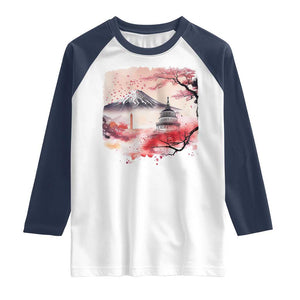 Washington DC Cherry Blossoms Monuments Memorials Raglan Shirt Japanese Art Style Mount Fuji Sakura TS11 White Navy Print Your Wear