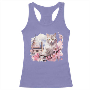 Washington DC Cat Cherry Blossoms Racerback Tank Top Capitol Building Monuments Memorials Sakura TS11 Violet Print Your Wear