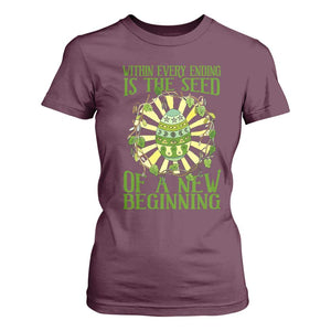 Within Every Ending Is The Seed Of A New Beginning T Shirt For Women Ostara Pagan Eostre Easter Day TS11 Maroon Print Your Wear